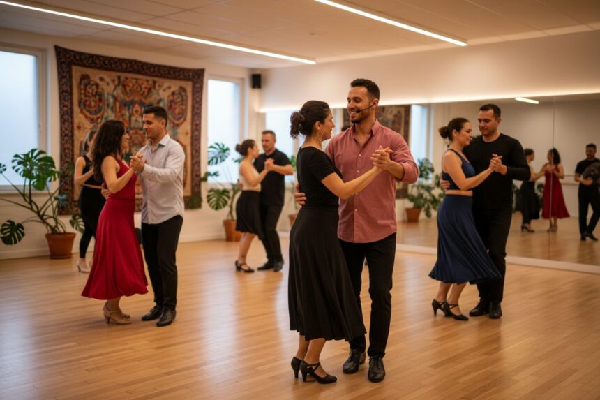 Danseurs en pleine performance dans un studio parisien