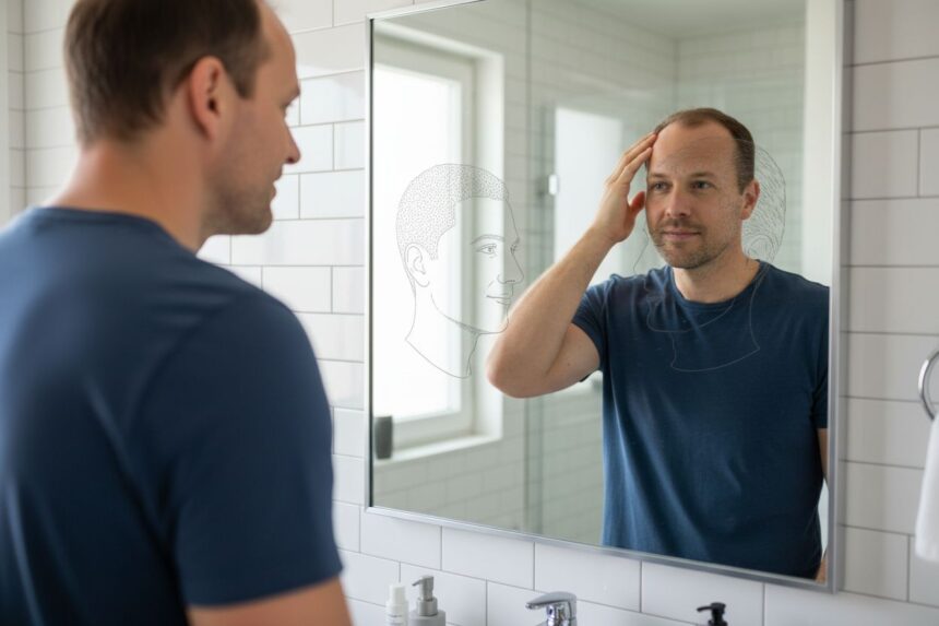 Homme recevant un traitement de tricopigmentation pour la perte de cheveux