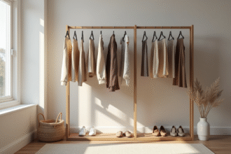 Armoire capsules moderne dans une chambre lumineuse