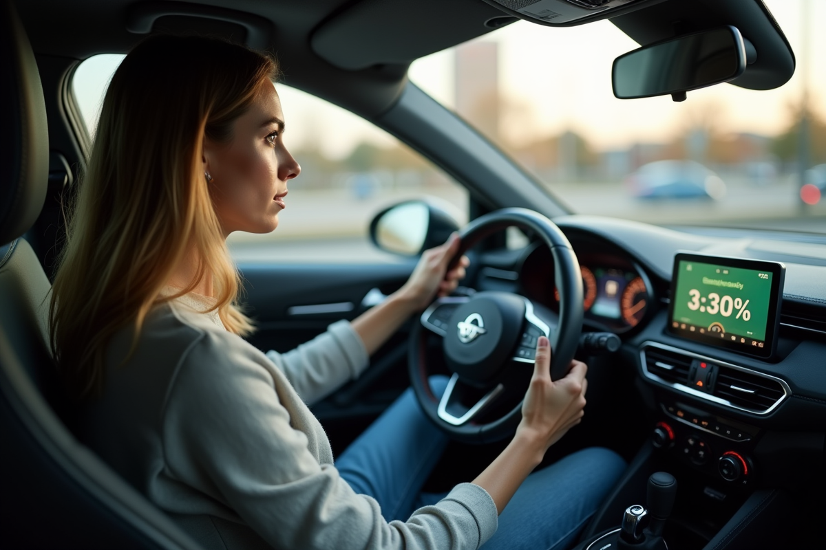 Jeune femme au volant d