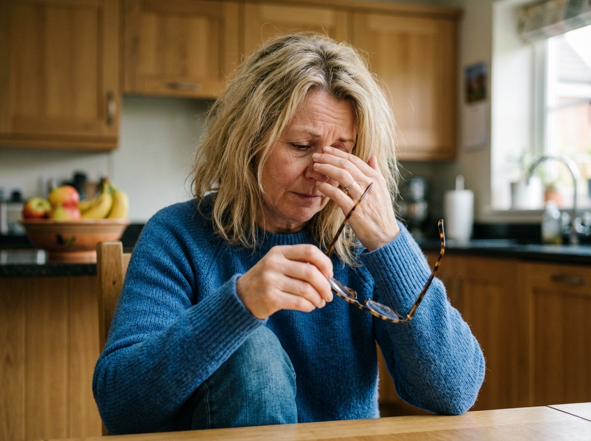Femme d'âge moyen dans une cuisine moderne avec lunettes