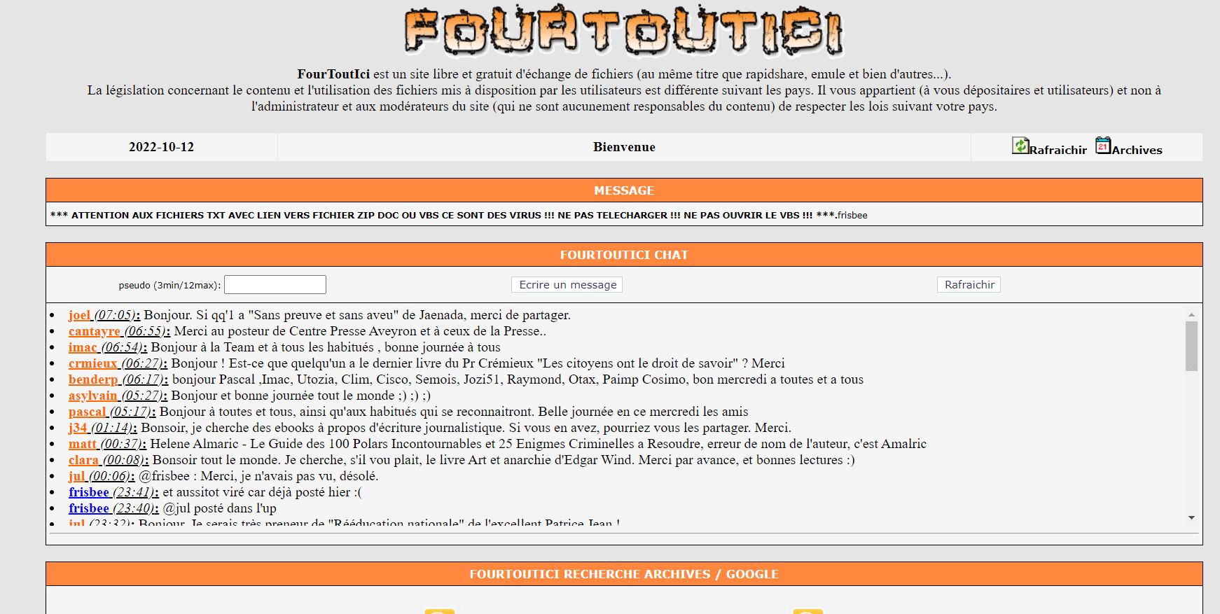 nouvelle adresse de Fourtoutici upload