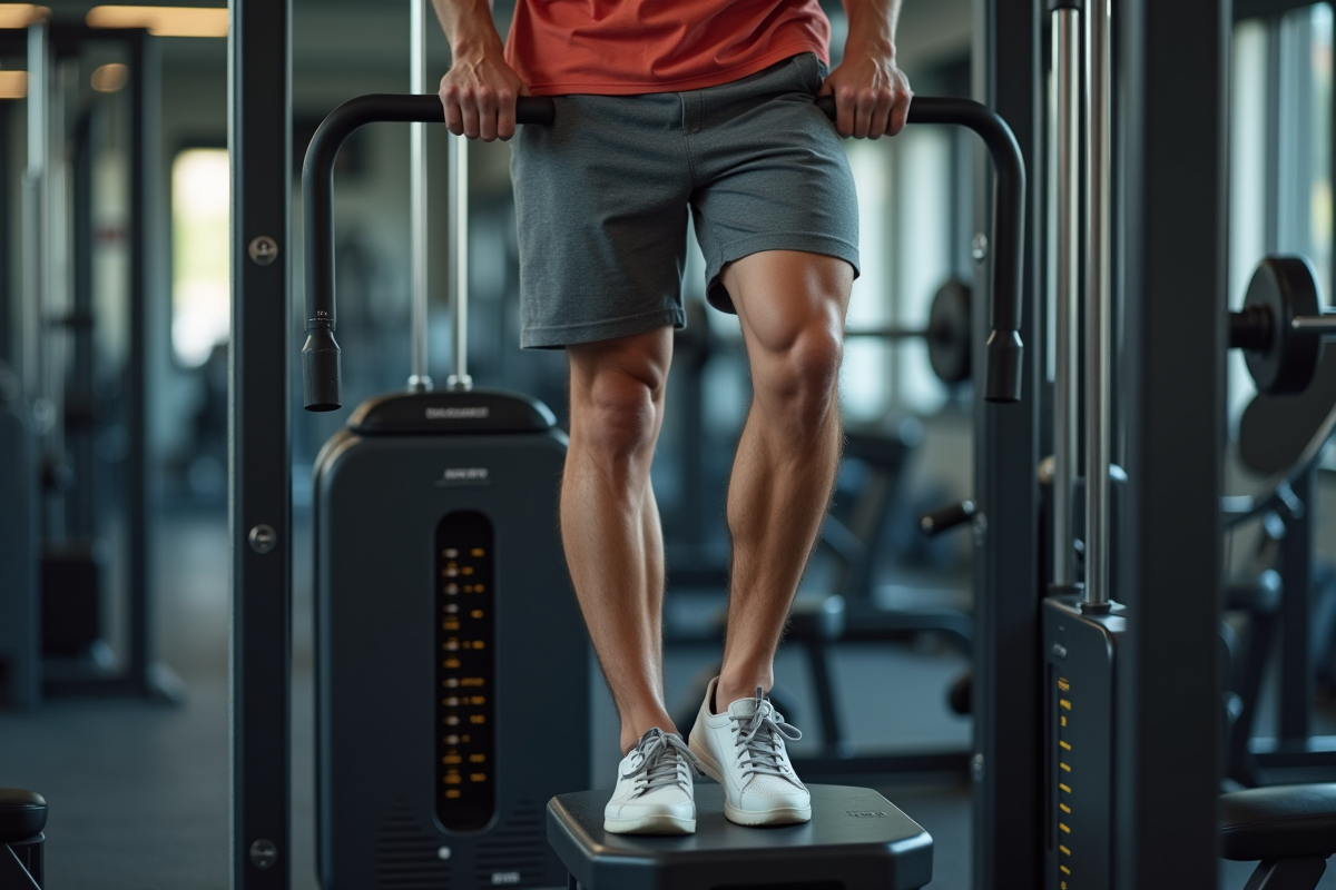Jeune homme en entraînement sur machine de musculation