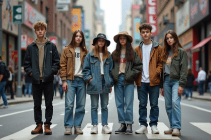 Groupe d'adolescents en mode urbain dynamique