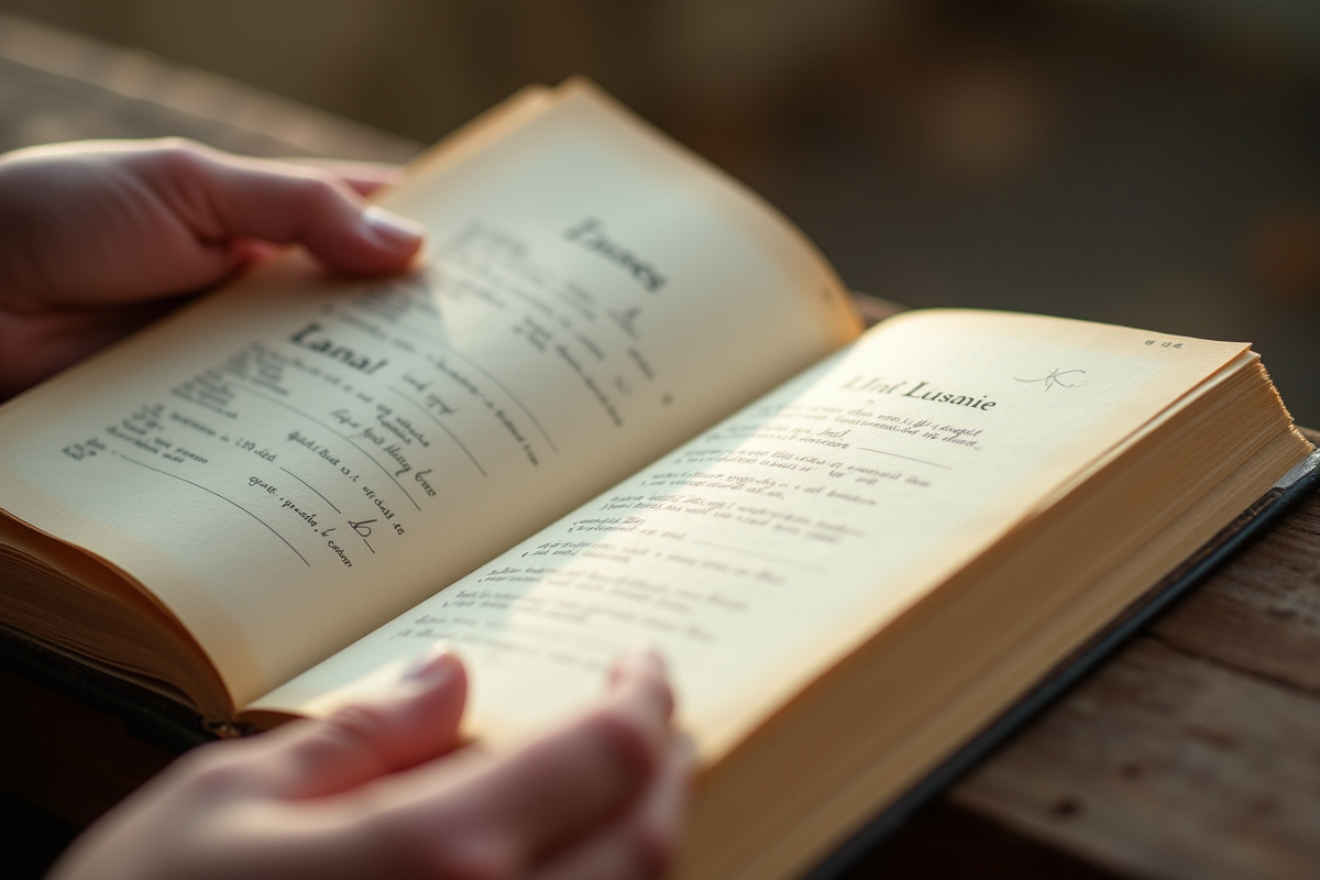 Mains délicates feuilletant un livre d
