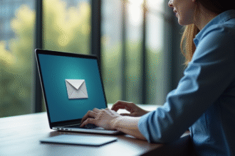 Personne travaillant sur un ordinateur portable avec webmail