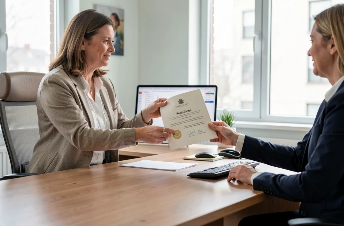 Remise d'une attestation papier au candidat à la fin de la séance