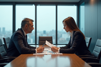 Homme et femme d'affaires en réunion dans un bureau moderne